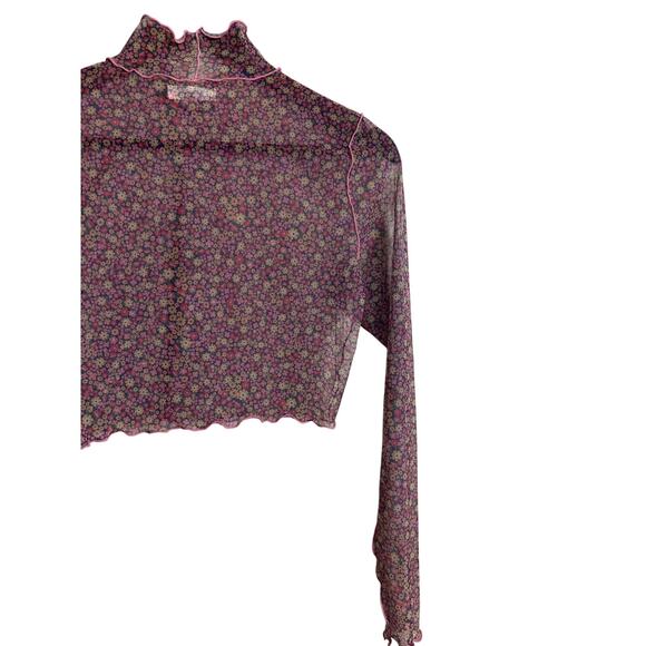 For Love & Lemons Nadia Sheer Turtleneck Crop Top Womans Small - Picture 9 of 9